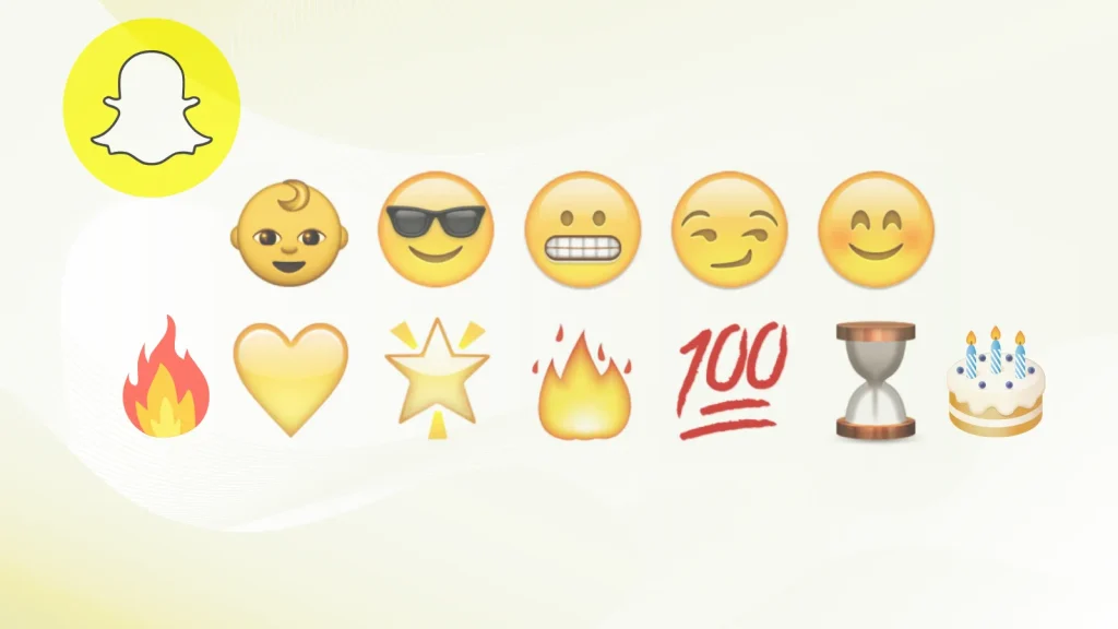 Snapchat emojis, explaining friend, chat and streak icons of snapchat.