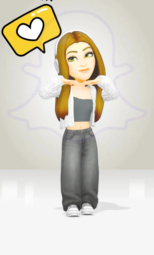 Snapchat Bitmoji avatar wearing stylish outfit choices from Bitmoji wardrobe.