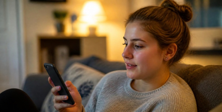 Person using smartphone to browse Snapchat Stories