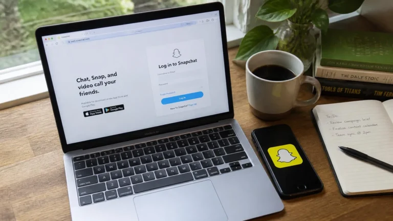Laptop showing Snapchat Web login page
